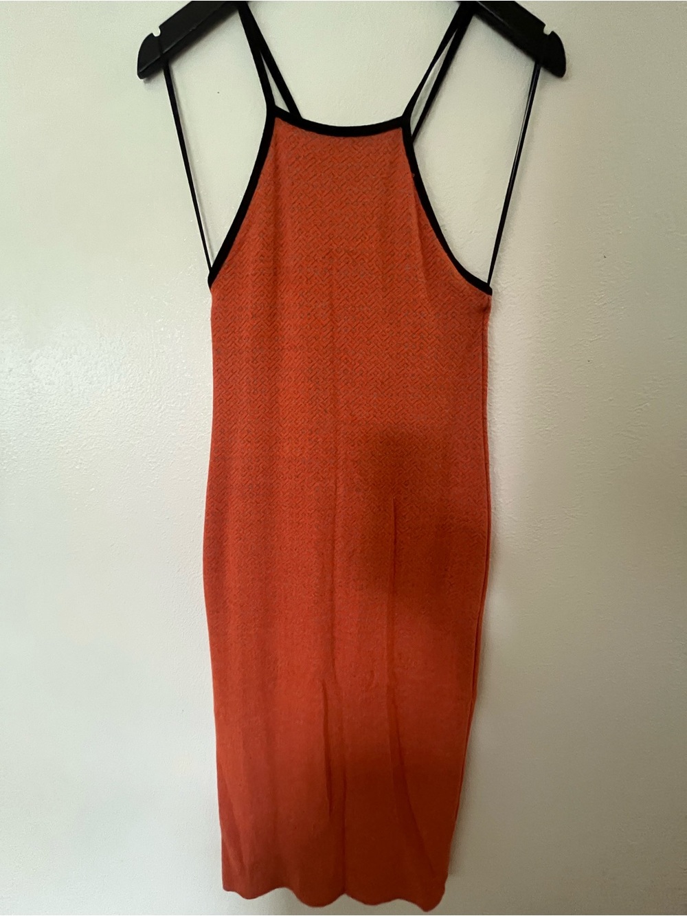 Zara Rust Orange Midi Slip Dress with Black Trim